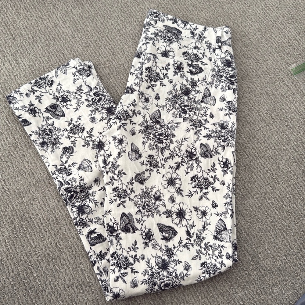 Charter Club Floral Butterfly Straight Leg Pants